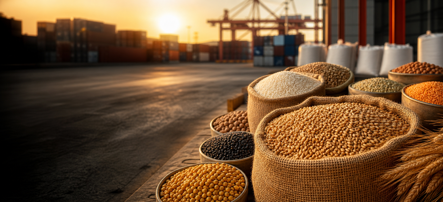 Grains and pulses at a modern export terminal