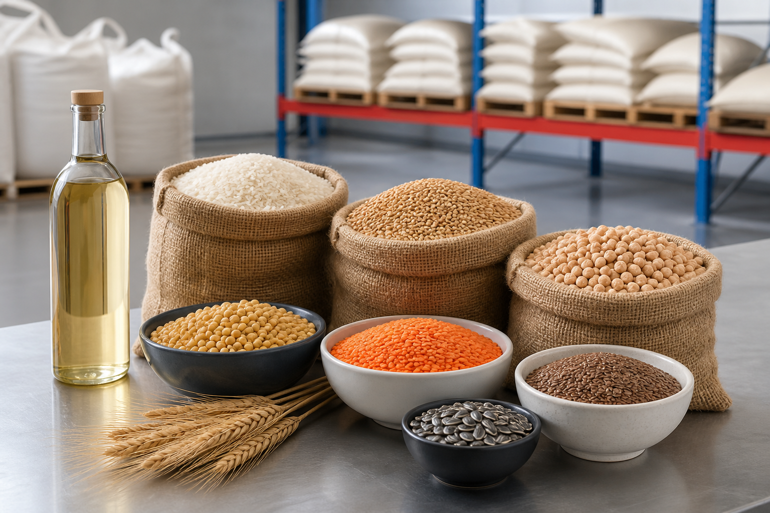 Edible oil, rice, grains, pulses and oilseeds
